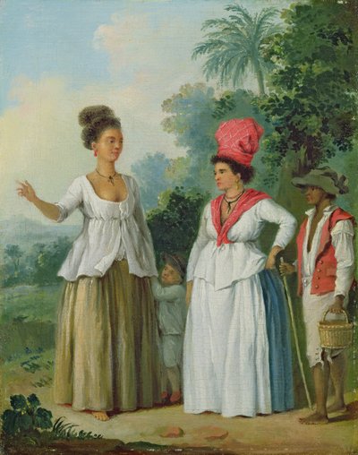 Mujeres de color de las Indias Occidentales, con un niño y un sirviente negro, c.1780 de Agostino Brunias
